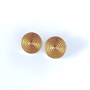 Vintage Monet Gold Circle Swirl Earrings